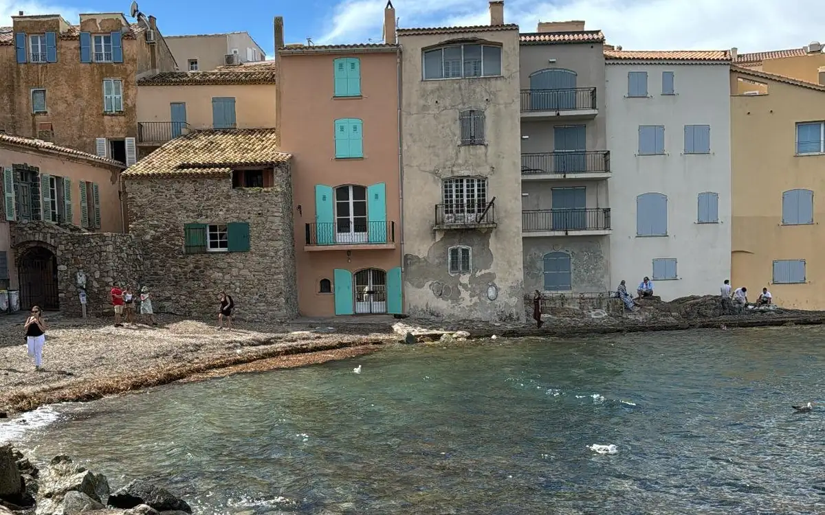 Painted houses along the waterfront in Saint-Tropez